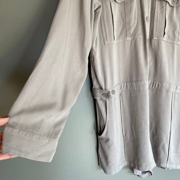 SUNDAYS SENNA ROMPER IN BRINDLE Size Large Taupe Grey Long Sleeve Utility Chic - Picture 8 of 16